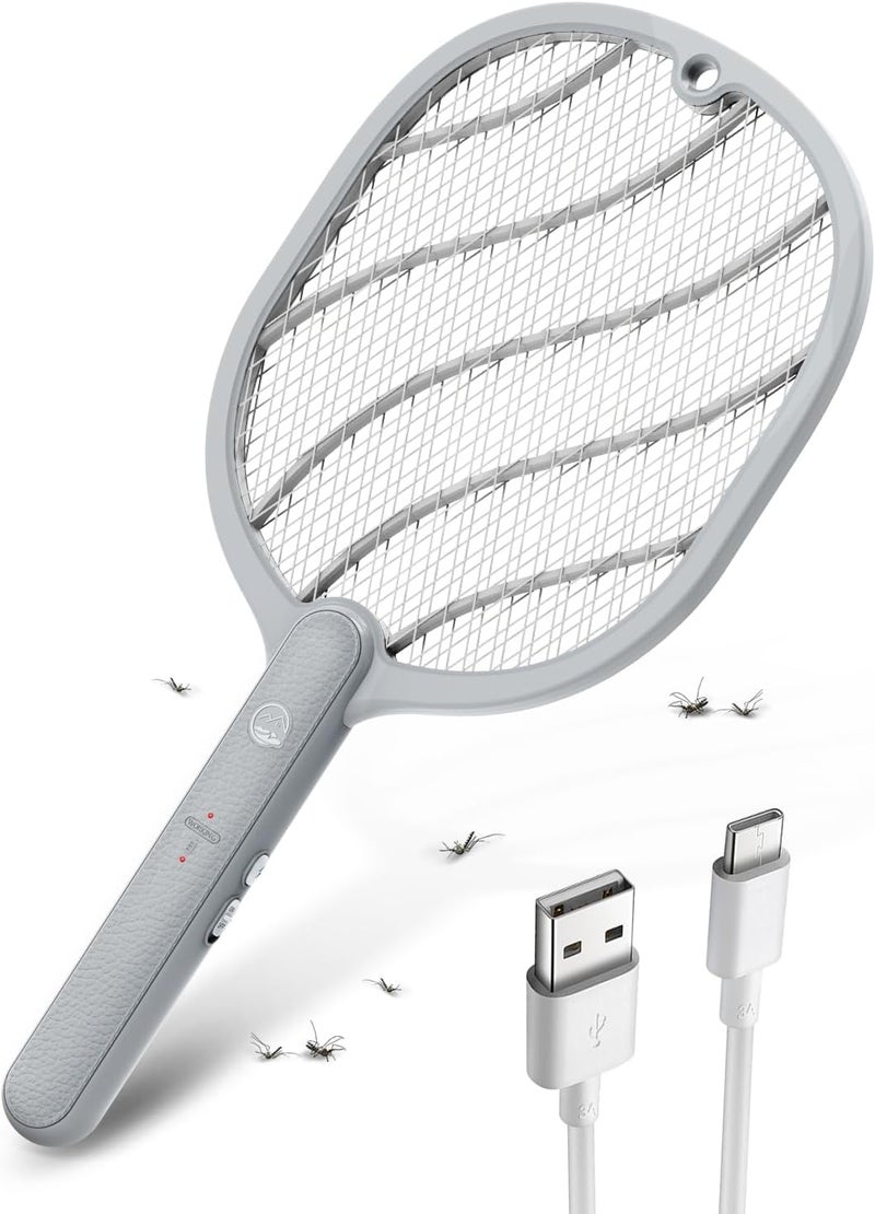Mosiller Electric Fly Swatter, 3800V Handheld Bug Zapper Racket, Type-C Rechargeable, Mosquito Zapper for Indoor Outdoor, 3-Layer Safety Mesh, Easy to Use, Lightweight (Basic 1 Pack) - Image 1